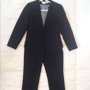 Tahari Blazer Striped Pattern Black